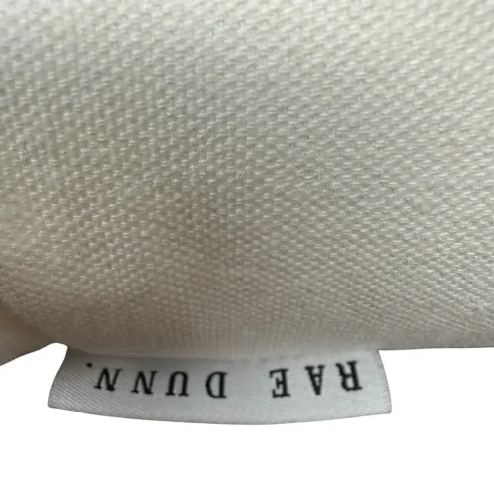 Rae Dunn BLESSED Throw Pillow Black White Plaid Tassel Farmhouse Accent Cushion